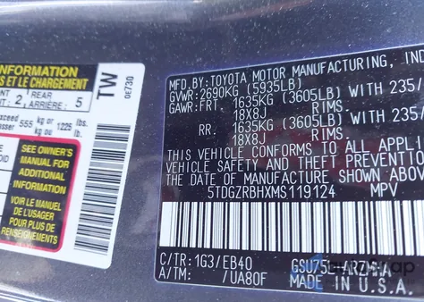 2021 Toyota Highlander Xle from USA, damaged, VIN 5TDGZRBHXMS119124